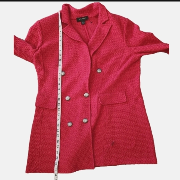 St. John Womens Red Wool Blend Boucle Designer Blazer Jacket 14 - Picture 14 of 15